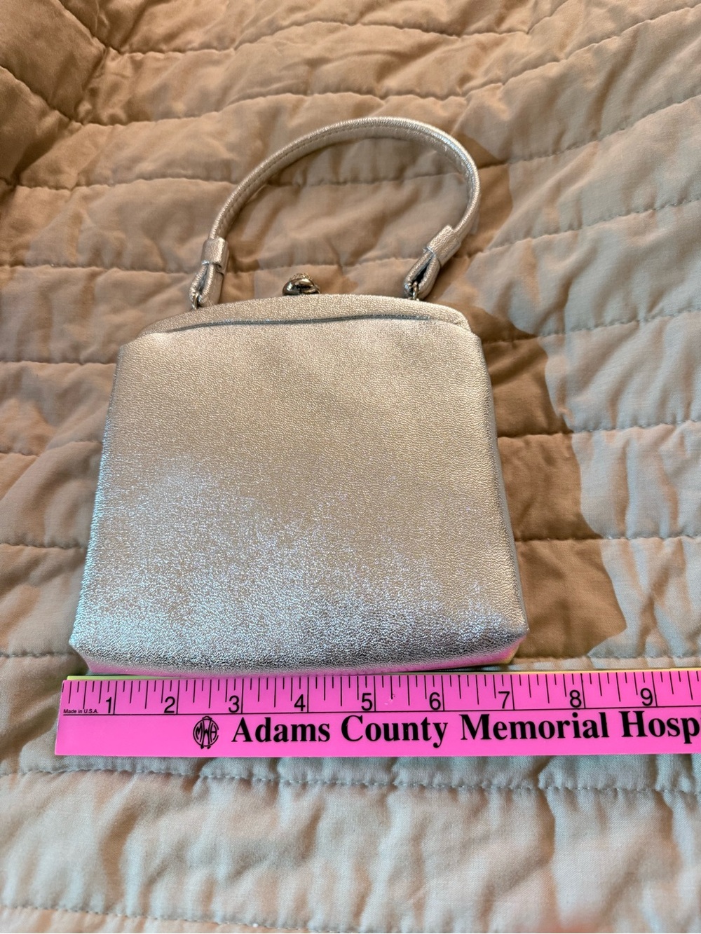 Metallic Silver Mini Top-Handle Bag